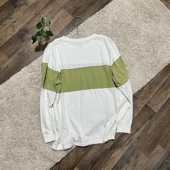 Victoria's Secret PINK Medium Green White Long Sleeve Crewneck Pullover Tee - Picture 5 of 5